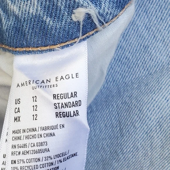 American Eagle Outfitters Super High Rise Straight Jeans Size 12 - Picture 5 of 7